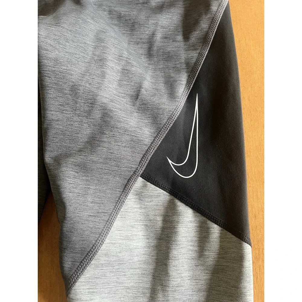 Nike Womens Leggings Size S Gray Black Colorblock Dri Fit Training DD1924-010